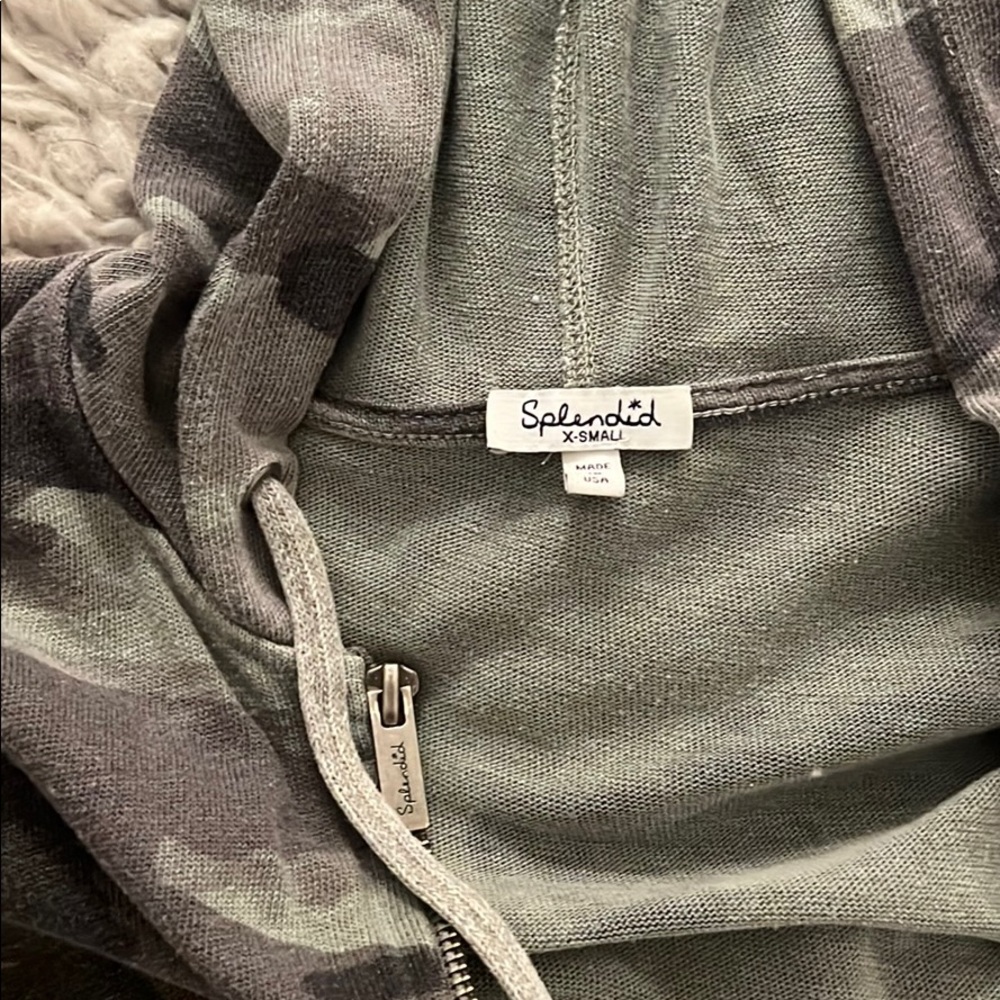 Camouflage Splendid Zip Up Sweatshirt